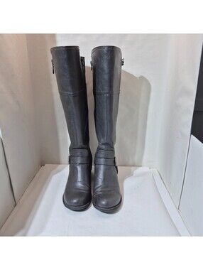 G by Guess Dark Gray 7.5 Tall Riding Boots Good Year Neolite Rubber Soles